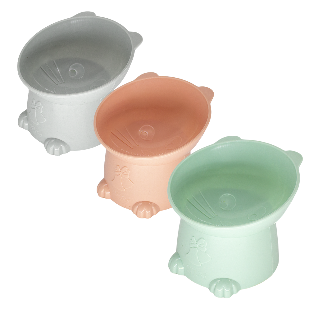 Comedero Plástico Elevado Con Pie - Forma de Gato 13 cm