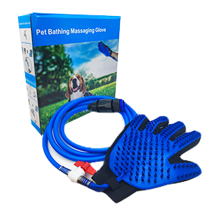 [13173AZ-UY] GUANTE BAÑO MASCOTA CON MANGUERA